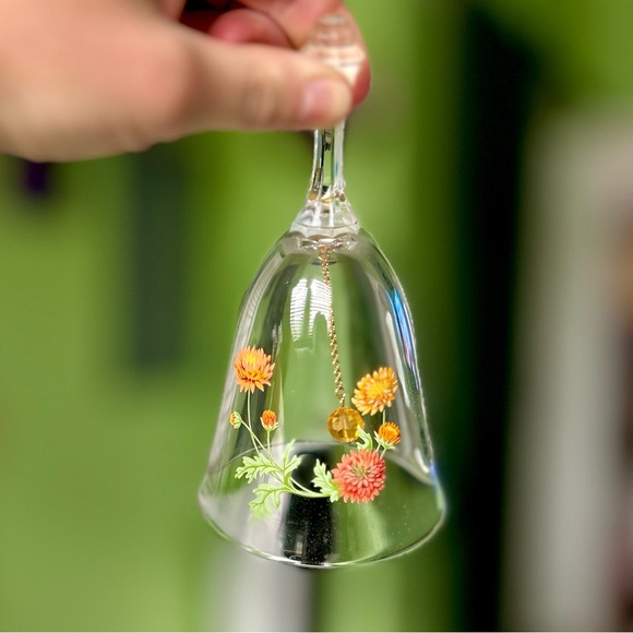 VTG Glass Floral Printed Delicate Dainty Cottagecore Bell Accent Glassware Art - Picture 1 of 8